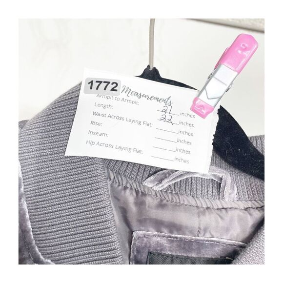 Collection B NY Bomber Jacket Velvet Crush Gray Zip Up Womens XS - Picture 3 of 5